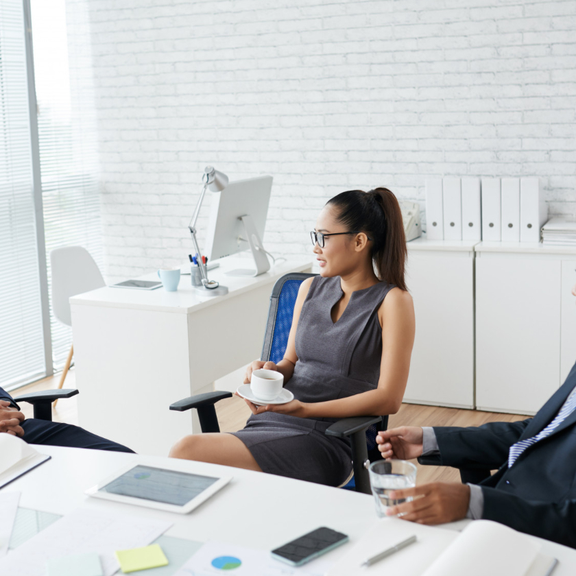 Group Young Business People Working Sitting Office Desk 1